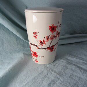 🐸 14 oz mug tea forte sakura cherry blossom with lid (w1733)
